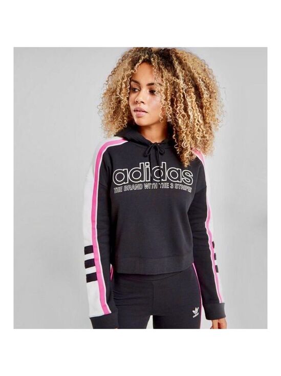 adidas Tops - Rare Adidas Y2K Color-Block Cropped Hoodie 💗🖤 Retro Moto size xsmall